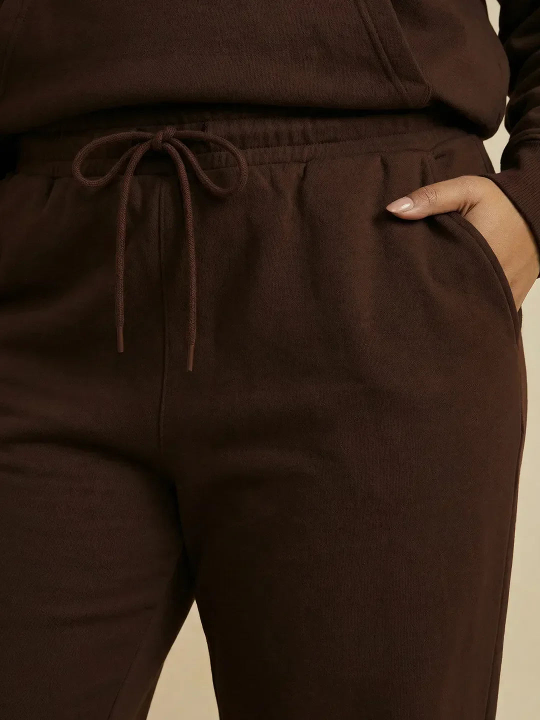 Coffee Brown Straight Thermal Co-ord Set (Hoodie & Straight Fit Tracks Combo)